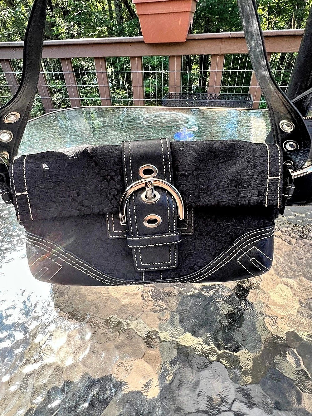 Coach Soho Signature Flap Shoulder Bag Black 9628 Vintage Hang Tag